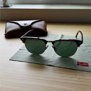 Ray-Ban Tortoise Frame Sunglasses with Polarized Green Lenses